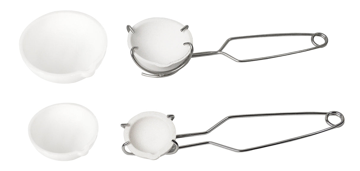 Large & Small Ceramic Crucible Set with Whip Tongs