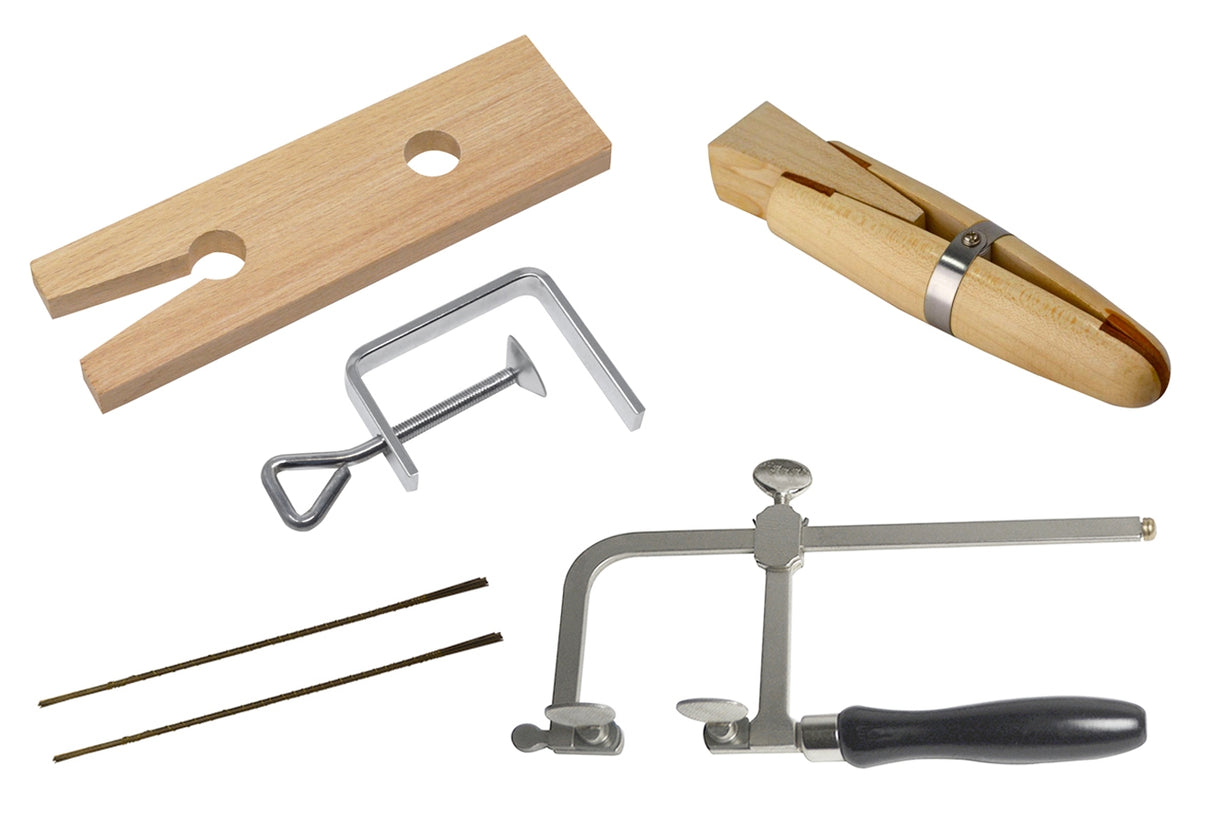 Jewelry Making Tool Kit with Saw Frame, Ring Clamp, Bench Pin, & Blades