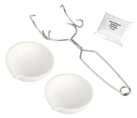 250 Gram Ceramic Crucibles Kit with Tongs & Borax 