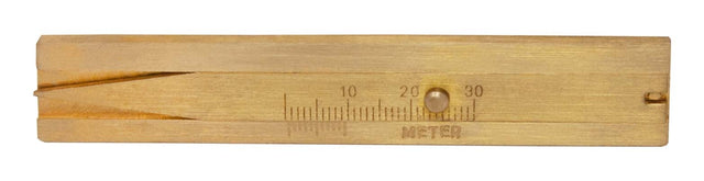 Brass depth gauge with vernier scale measuring 0-30 mm for precise depth measurement