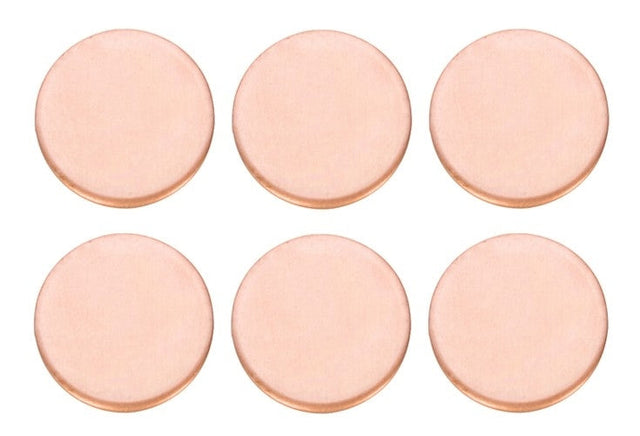 Set of six 1.5-inch copper 24GA circles for jewelry making and crafting projects