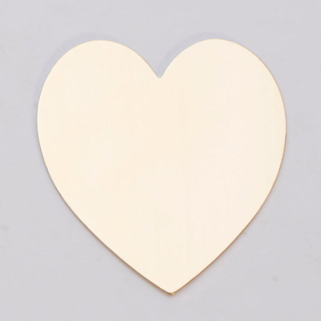 BRASS 24GA large heart-shaped brass charm 1 3/8 by 1 1/2 inches for jewelry making and crafts