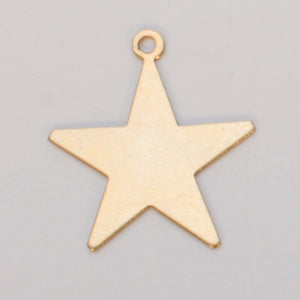 Brass 24GA 1 inch star with integrated ring fastener for crafting and jewelry making