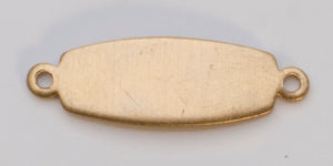 BRASS 24GA thin oval jewelry connector with 2 rings in natural brass tone, pack of 6