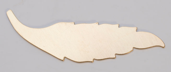 BRASS 24GA FEATHER 45mm x 15mm brass jewelry component in feather shape, pack of 6