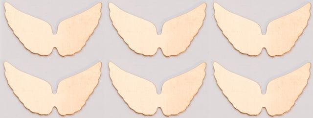 6/Pk of 24 Gauge Brass Angel Wings - 29 MM x 16 MM Charm Blanks