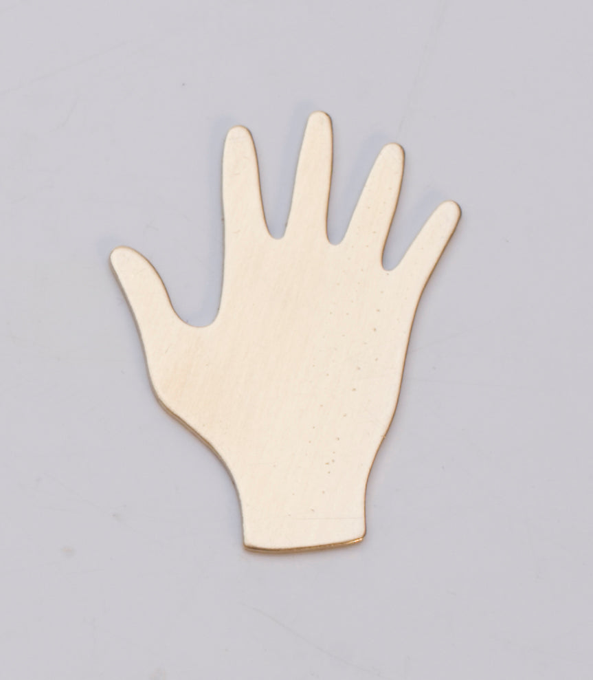 BRASS 24GA 3/4" x 7/8" brass sheet shaped like a hand for precision metalworking and crafts