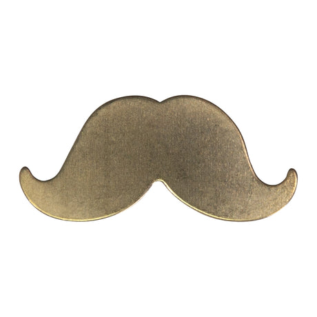 6/Pk of 24 Gauge Brass Large Mustaches - 31 MM x 14 MM Charm Blanks