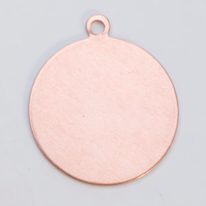 Copper 24GA 1-inch circle with built-in ring for jewelry making pack of 6
