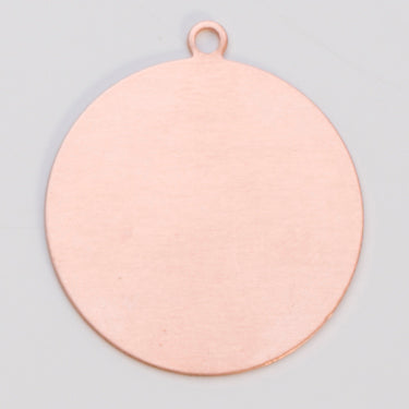 Copper 24GA 3/4 inch circle with integrated ring for jewelry and crafts pack of 6