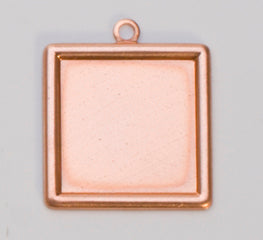 COPPER 24GA 20mm square copper component with ring for jewelry making pack of 6