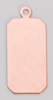 Copper 24GA Rectangle jewelry findings with ring, 1" x 7/16", pack of 6
