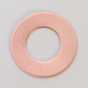 Copper 24GA 3/4 inch washer with 3/8 inch inner diameter, pack of 6, corrosion resistant and conductive.