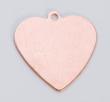 Copper 24GA 5/8x5/8 heart-shaped charm with ring for jewelry making, pack of 6