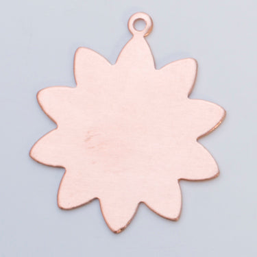 COPPER 24GA 1 inch 10-petal copper flower embellishment pack of 6 for jewelry and crafts
