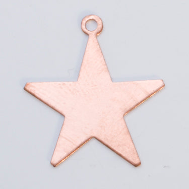 Copper 24ga 1-inch star charm with ring for jewelry making pack of six