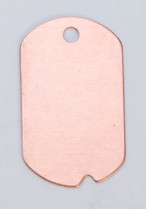 Copper 24GA dog tag blank 1 1/4 x 11/16 inch with hole pack of 6