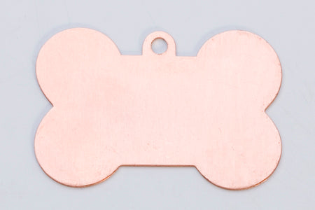 Copper 24GA 1x1/2 inch dog bone-shaped bead with smooth finish and loop for jewelry making pack of 6