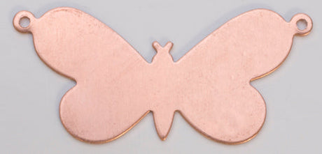 COPPER 24GA butterfly fastener with 2 rings, 1 5/16" x 3/4", copper hardware for crafts and leatherwork, pack of 6