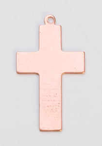 Copper 24GA cross with ring 5/8x1 inch jewelry charm pack of 6
