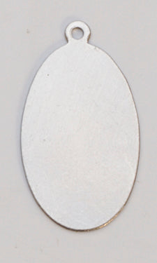 Nickel Silver 24ga oval jewelry finding with ring, 1 1/8" x 5/8", pack of 6