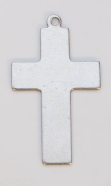 Nickel Silver 24GA 5/8x1 inch cross pendant with ring for jewelry making
