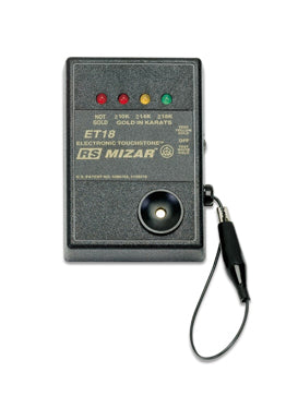 RS MIZAR ET18 digital electronic gold tester for 10K to 18K karat analysis with handheld design and clear display