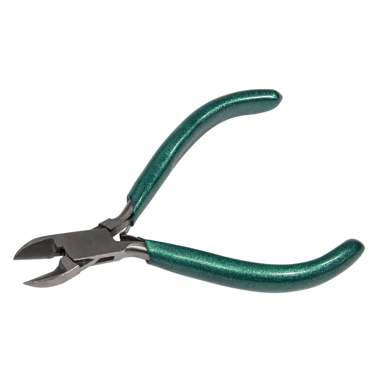5-1/4 inch extra heavy side cutter pliers with green handles and V-spring for jewelry making