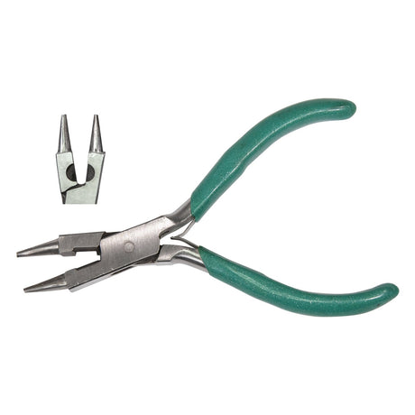 5-1/2 inch rosary round nose plier with cutter and green handles for jewelry making