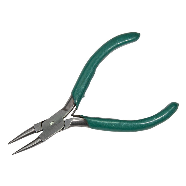 Plier for chain link remover with round nose jaws and green handles for jewelry and watch repair