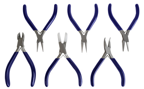 6-Piece Slim Pliers and Cutters Set with Blue PVC Grips