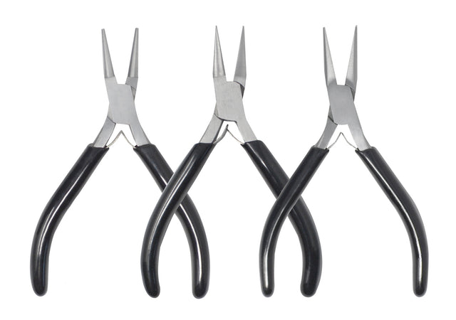 3-Piece Stainless Steel Pliers Set (Round, Flat, & Chain Nose)