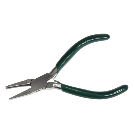 5" Half Round/Flat Nose Bending Pliers with PVC-coated handles for precise bead and wire work in jewelry making