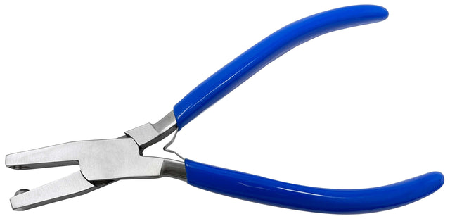 7-1/2 inch dimple forming pliers with 7mm jaws and blue ergonomic handles for metal shaping