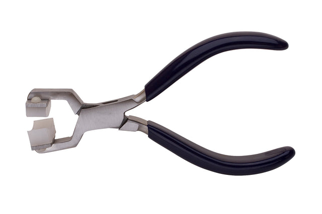 5-1/4" nylon jaw bracelet bending pliers with soft nylon jaws and black handles for scratch-free bracelet shaping