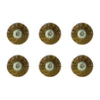 Set of 6 - 3/4" Mounted Brass Wire Wheel Brushes with 3/32" Mandrel