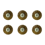 Set of 6 - 3/4" Mounted Brass Wire Wheel Brushes with 3/32" Mandrel