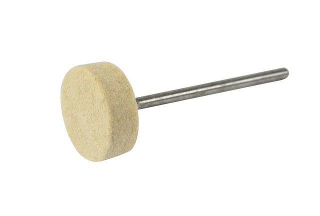 Mounted Felt Buff Wheel with compact felt polishing head and metal shank for precision finishing on metal, plastic, and wood surfaces.