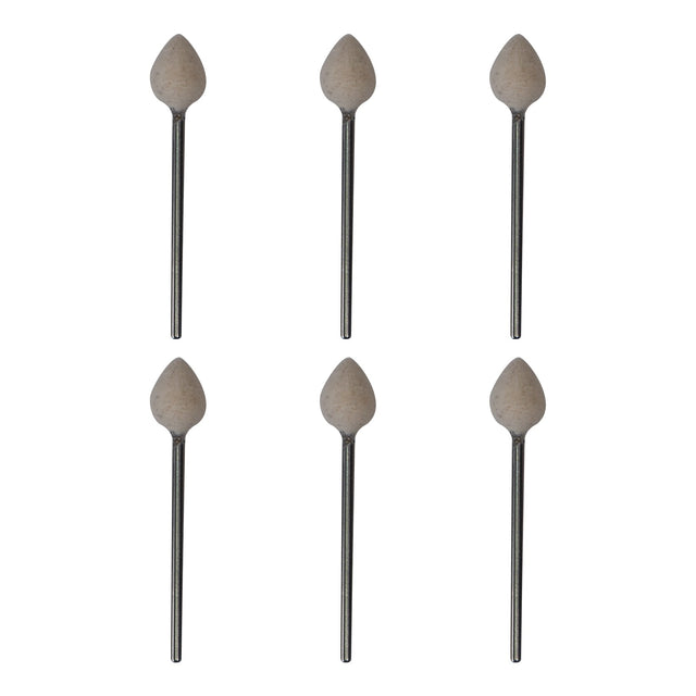 Set of 6 mounted felt buff round taper polishing tools for rotary work