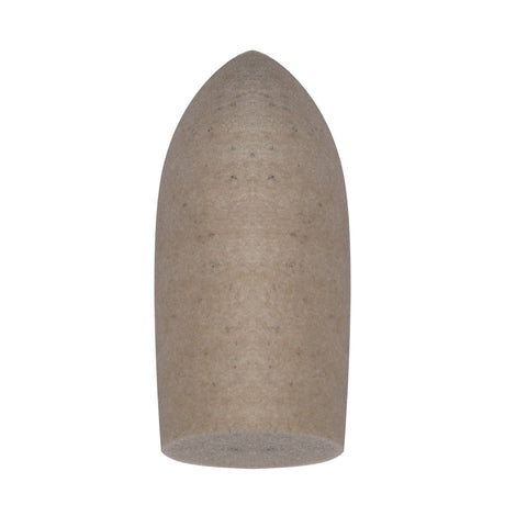 Pointed Felt Cone polishing accessory made of hard-density felt, 1" x 2", with central pin hole for detailed finishing on tight or concave surfaces