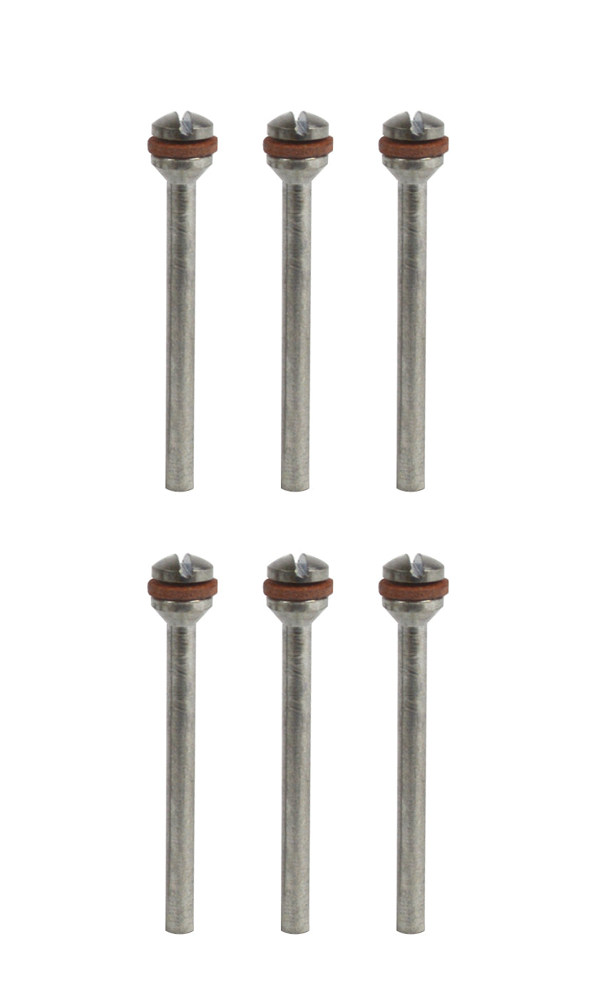 6/Pk of Polishing Mandrels with Reinforced Screws and 3/32" Shanks