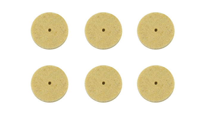 6-pack felt polishing discs 1 inch diameter for rotary tools smooth finish on metal plastic wood