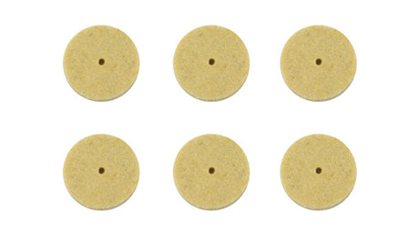 6-pack felt polishing discs 1 inch diameter for rotary tools smooth finish on metal plastic wood