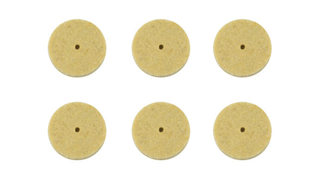 6-pack felt polishing discs 1 inch diameter for rotary tools smooth finish on metal plastic wood