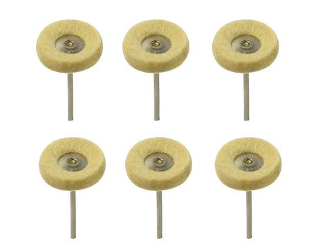 Set of 6 Mounted Soft Felt 25 x 1 Ply w/ 3/32" Mandrels