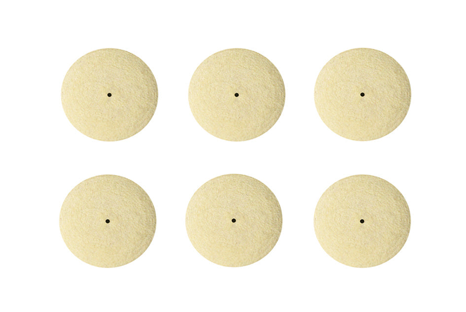6 pack of 1 inch felt knife-edge rotary polishing wheel buffs for jewelry and metal polishing with pinhole center