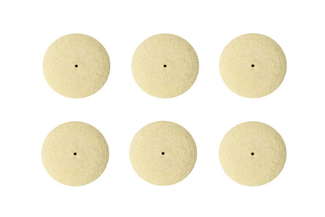 6 pack of 1 inch felt knife-edge rotary polishing wheel buffs for jewelry and metal polishing with pinhole center