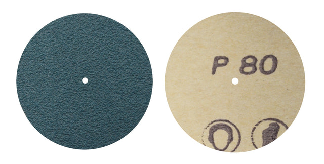 100/Pk 1-1/2" Diameter #80 Sanding Zirconia Blue Discs with Pin-Hole Center