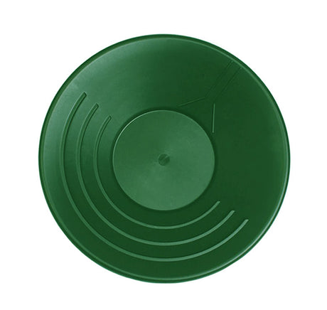 13-1/2 inch green plastic gold pan with triple riffles for improved gold recovery