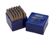36 piece punch letter and number stamp set with 1/4 inch tempered steel characters in a blue storage case